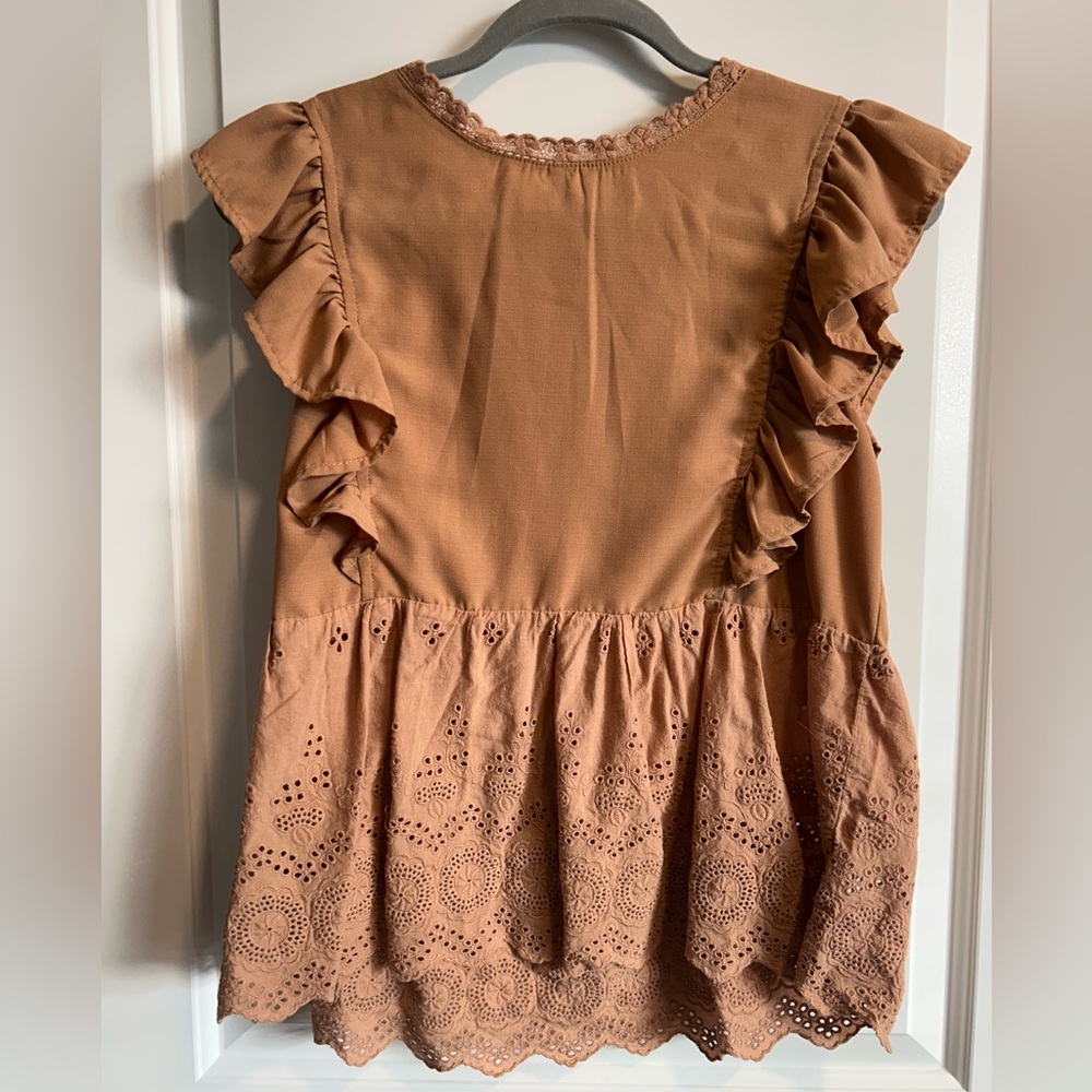 Women's Ruffled Brown Top